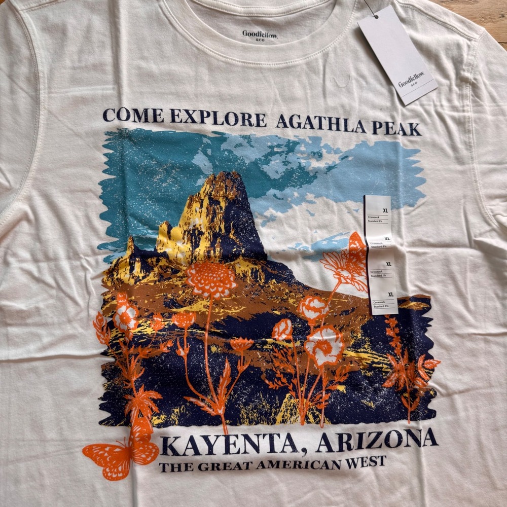 Goodfellow & Co Mens XL Agathla Peak Kayenta Arizona Graphic T-Shirt White New